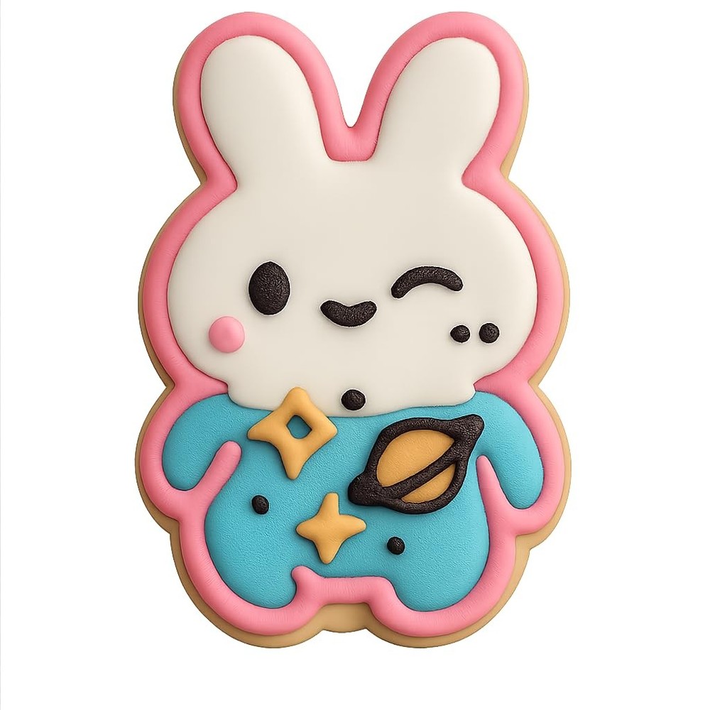 Winking Chibi Galaxy Bunny Cookie Cutter & Stamp - 4x3.2