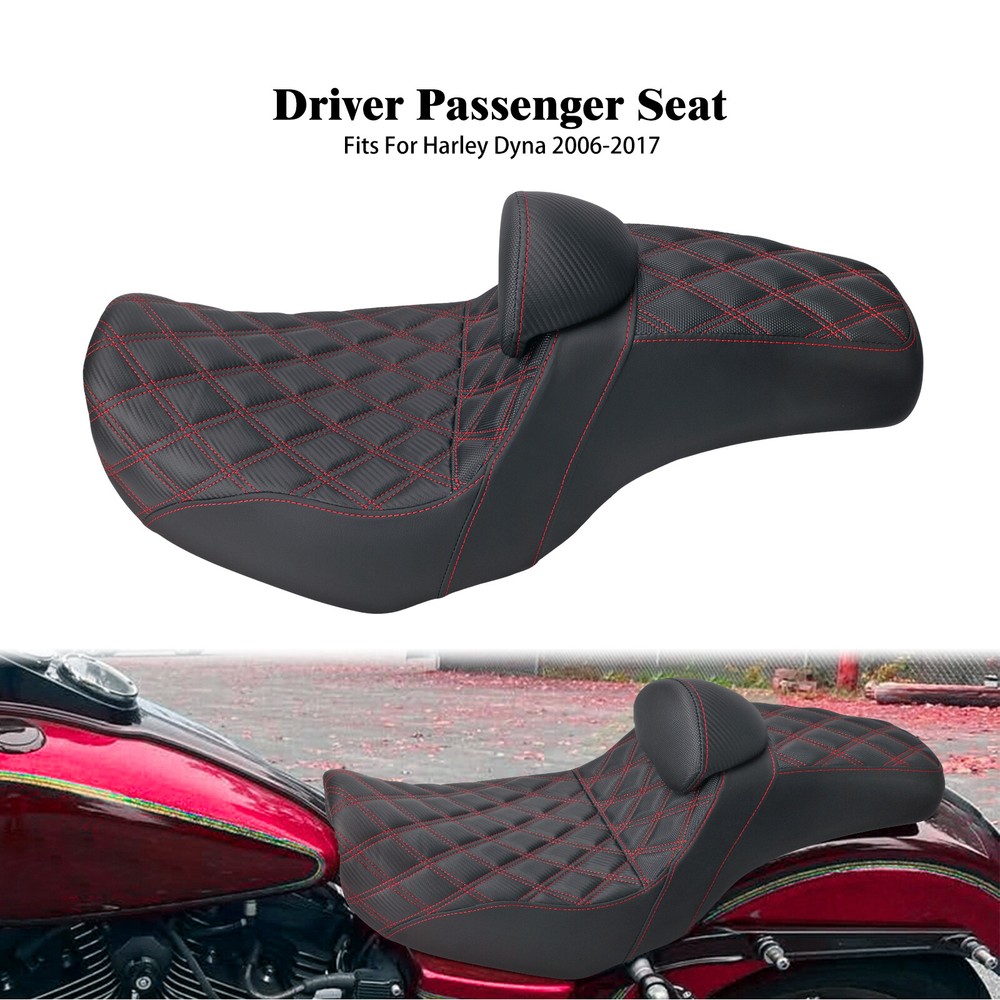 Step Up Red Stitching Seat & Backrest Driver For Harley Dyna Switchback 06-17