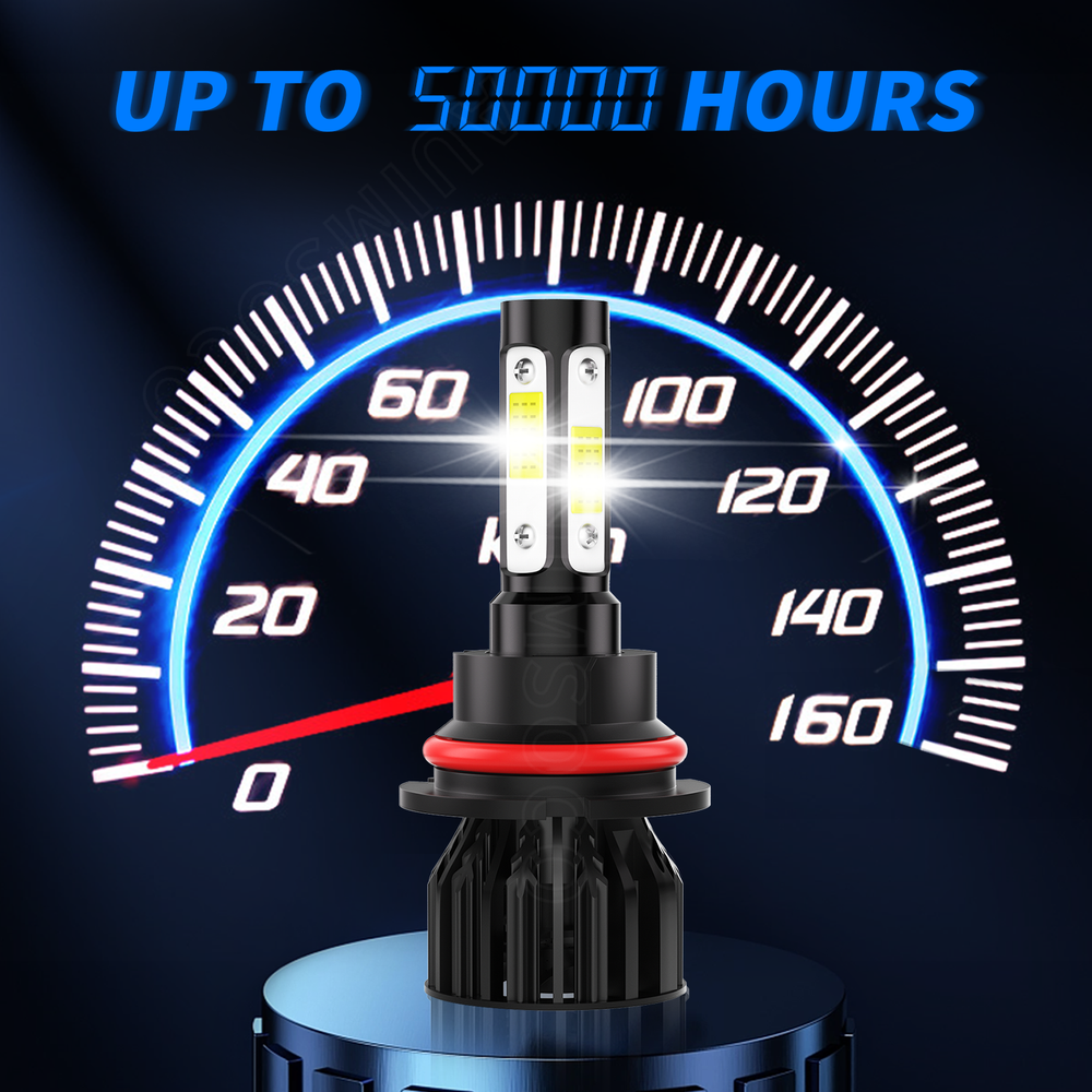 4 Sided 9004 LED Headlight Bulbs Hi/Lo Beam 10000W 1000000LM 6000K Super Bright