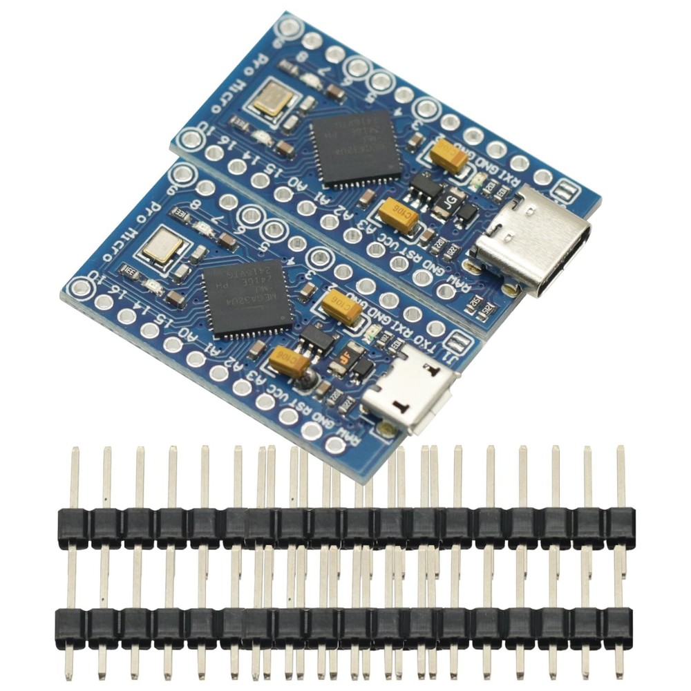 2 Pack Micro/Type-C USB ATmega32U4 Module 5V 16MHz Development Board Pro Micro