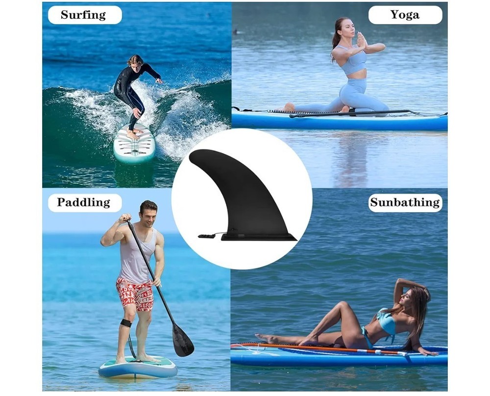 9-Inch Paddle Board Fin Replacement Universal Black