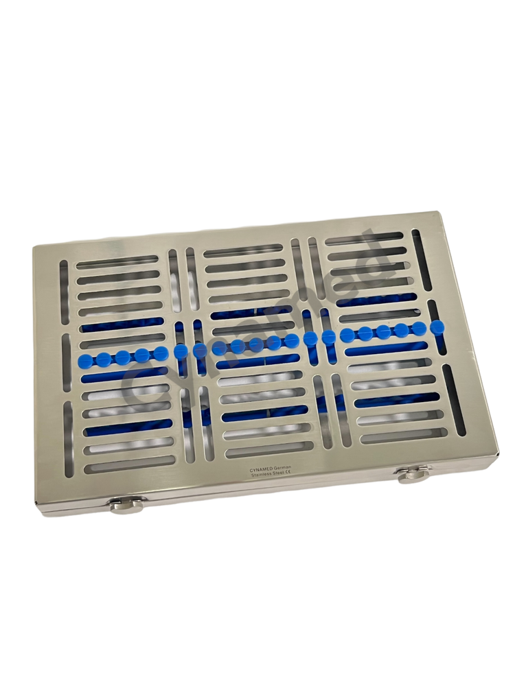2PK - Sterilization Cassette w/ Button Locks & Silicone Inserts 11" x 7" x 1"