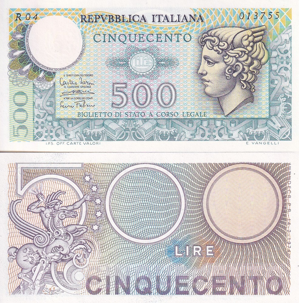 Italy 500 Lire 1974 P 94 UNC