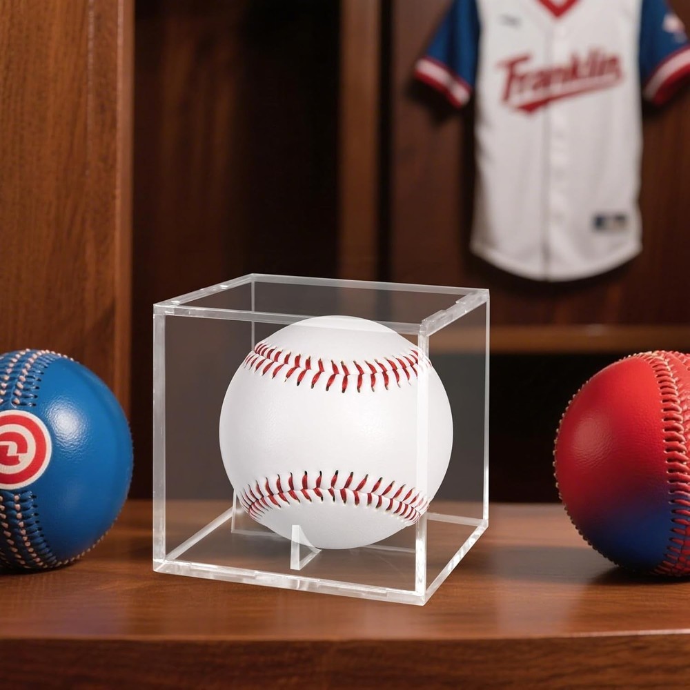 2 Pack Acrylic Baseball Display Case Memorabilia Ball Protector Cube Case