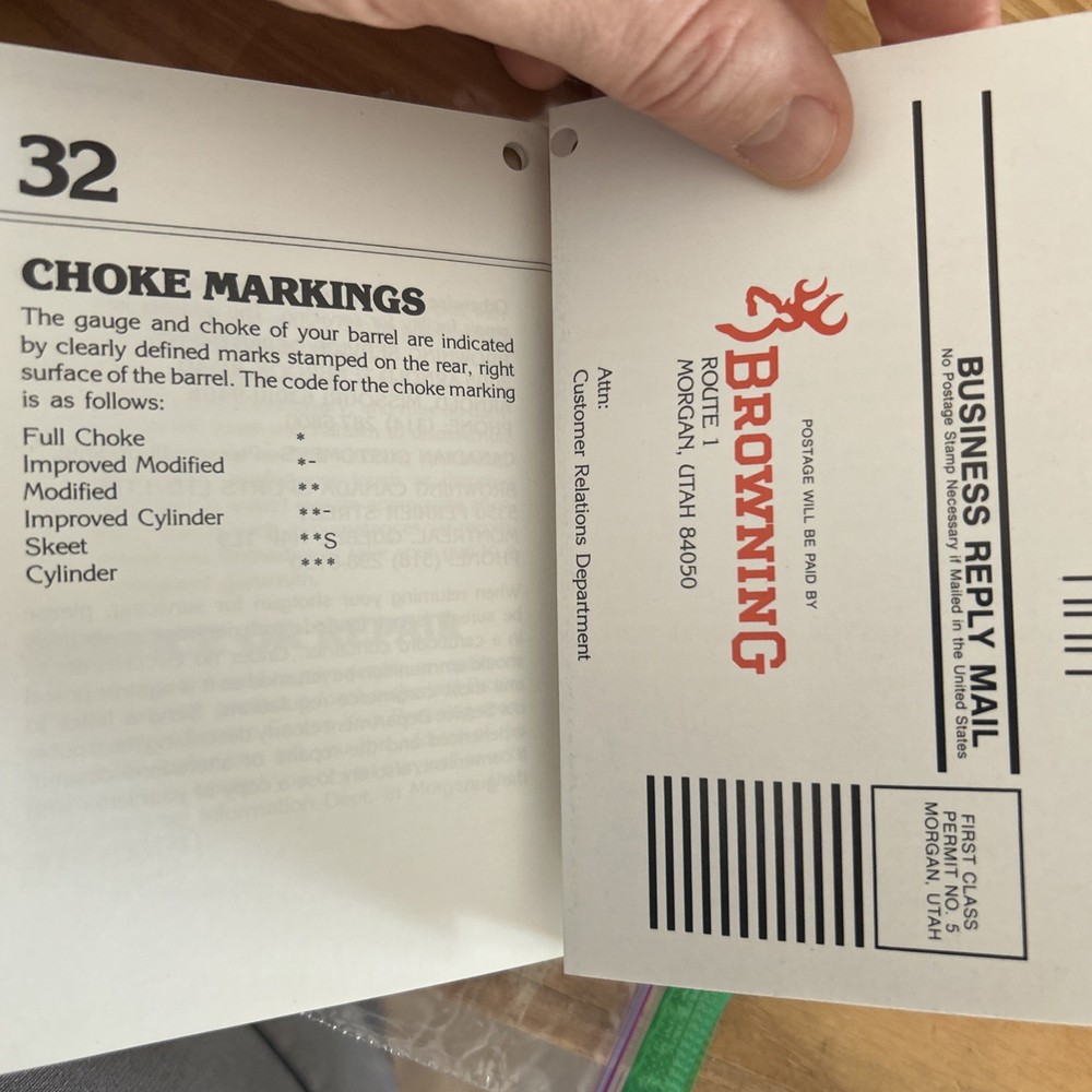 Browning BPS Factory Instruction Manual