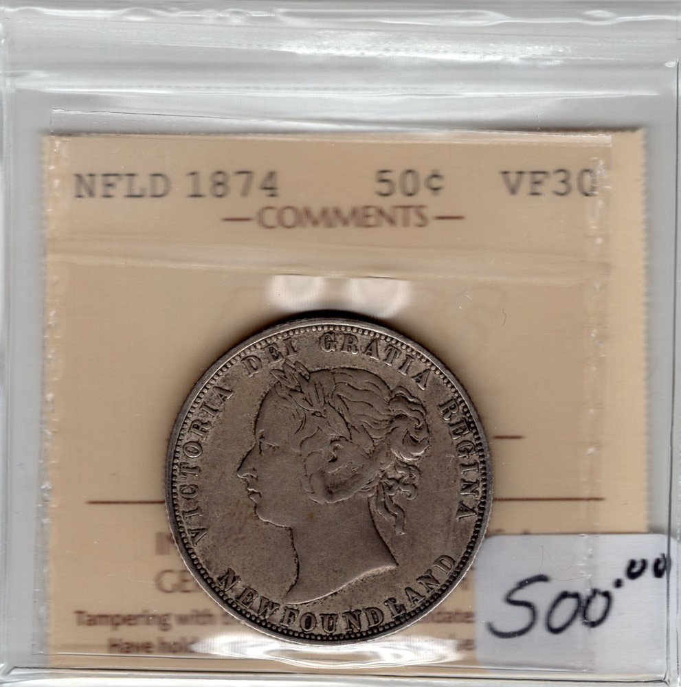 NFLD 1874 50 cent VF 30