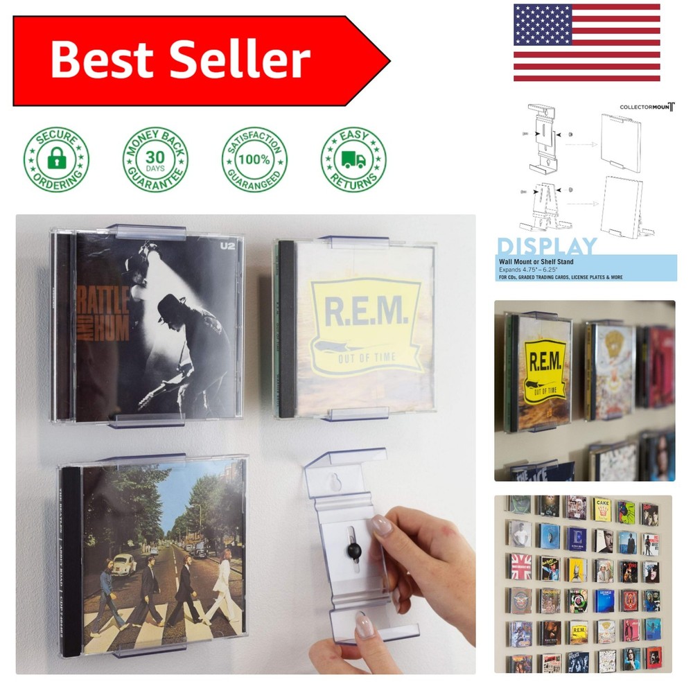 3-Pack Invisible CD Mounts: Adjustable Clear Display for Stylish Home Decor