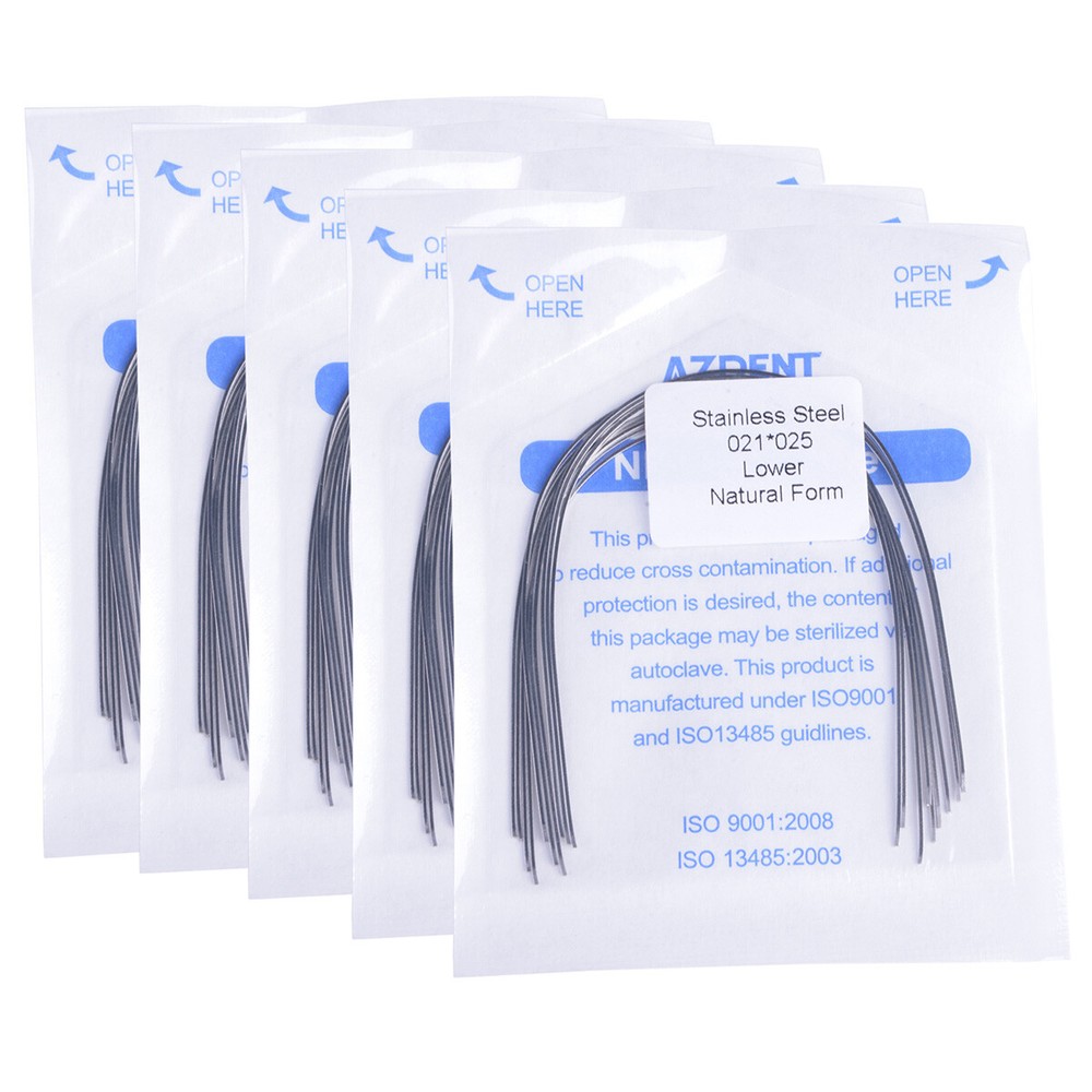 AZDENT Dental Orthodontic Arch Wires Stainless Rectangular Natural For Bracket