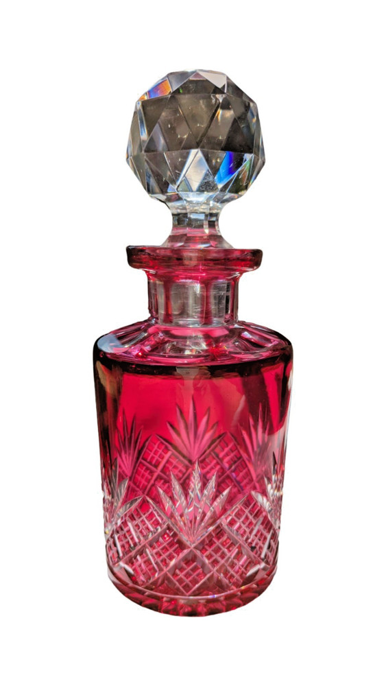 Cut Ruby Glass Vanity Bottle