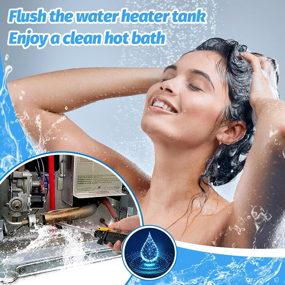 RV Water Heater Tank Rinser - Powerful Cleaning Hot Water Flush Wand, Travel Tra