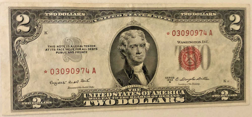 1953 B $2 Star Note Red Seal Lot 3