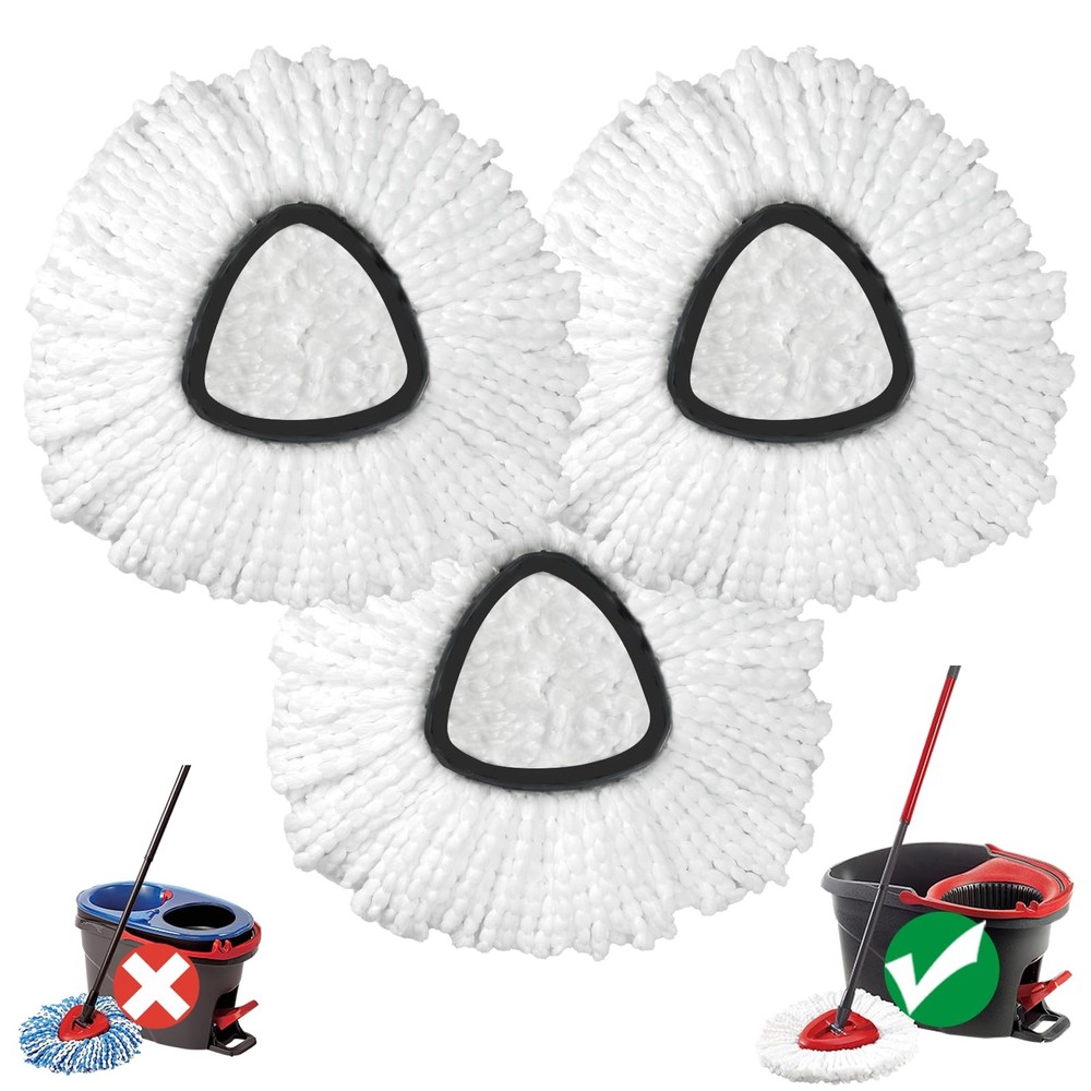 Spin Mop Refill Heads 3 Pack,  Compatible, Helper Housework, White