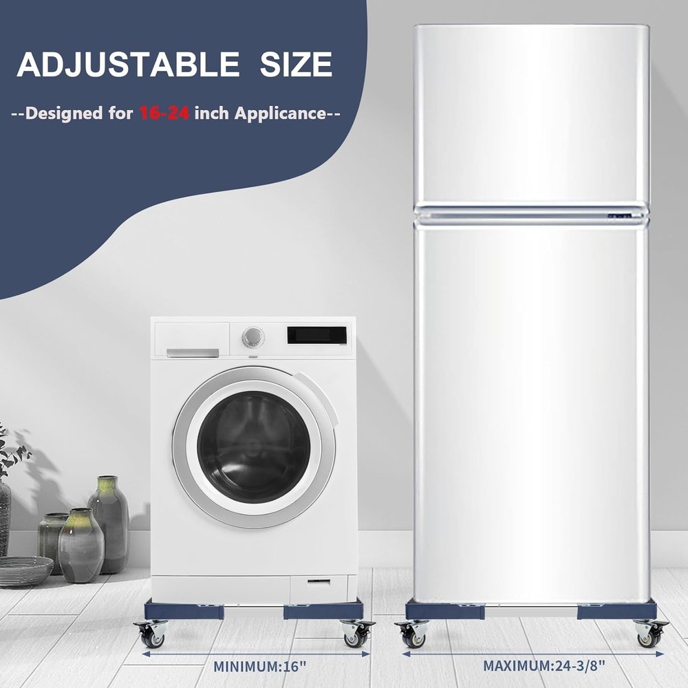 Compact Adjustable Dolly with 4 Wheels - Ideal for Laundry & Kitchen Appliances