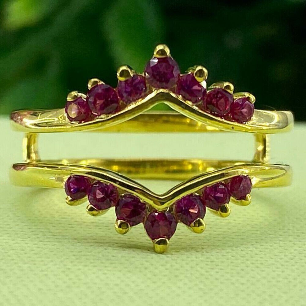 2Ct Round Cut Lab-Created Ruby Enhancer Anniversary Ring 14K Yellow Gold Plated