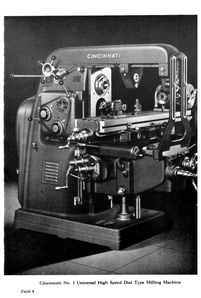 Cincinnati 2, 3, 4 Dial Type Horizontal Vertical Milling Machine ER Manual 1229