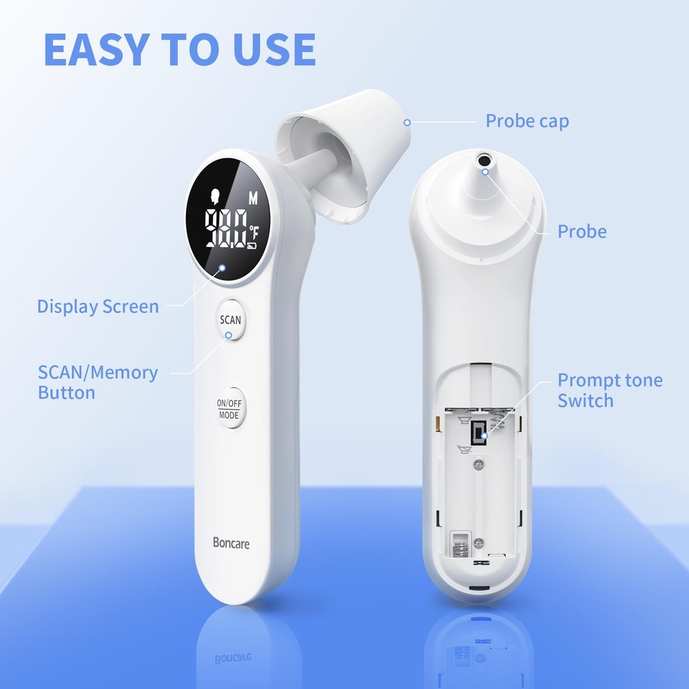 Infrared Ear and Forehead Thermometer, Accurate Digital Temperature Reader
