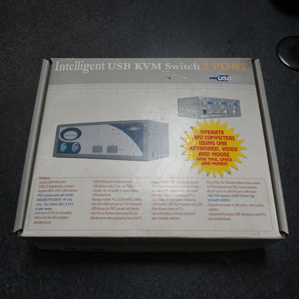 Top View KVM USB 2.0 Switch  FREE SHIPPING