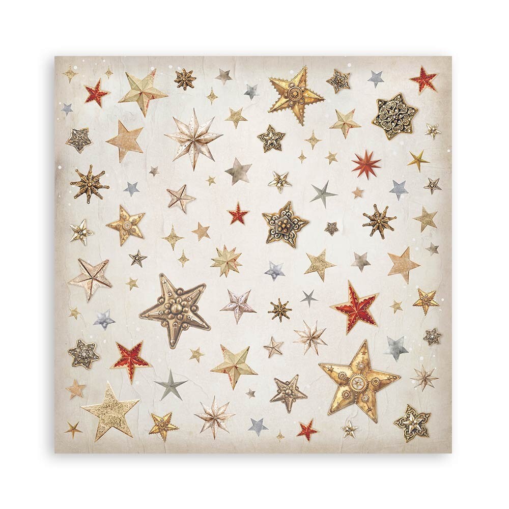 Stamperia GEAR UP FOR CHRISTMAS - BACKGROUNDS - 8" X 8" - DOUBLE SIDED - 10/PKG