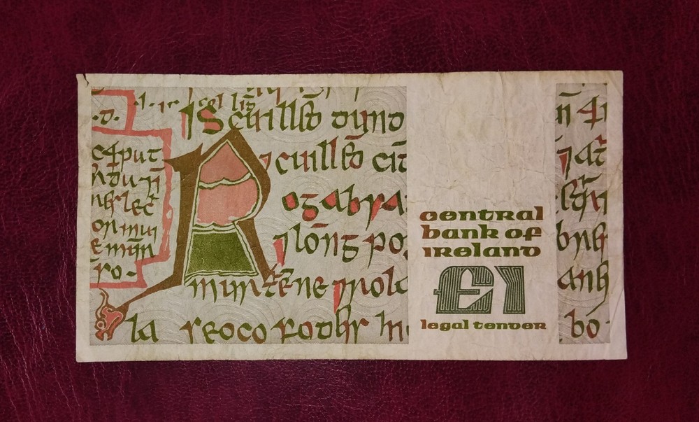 Irish 1 £ banknote, 1986year,normal condition