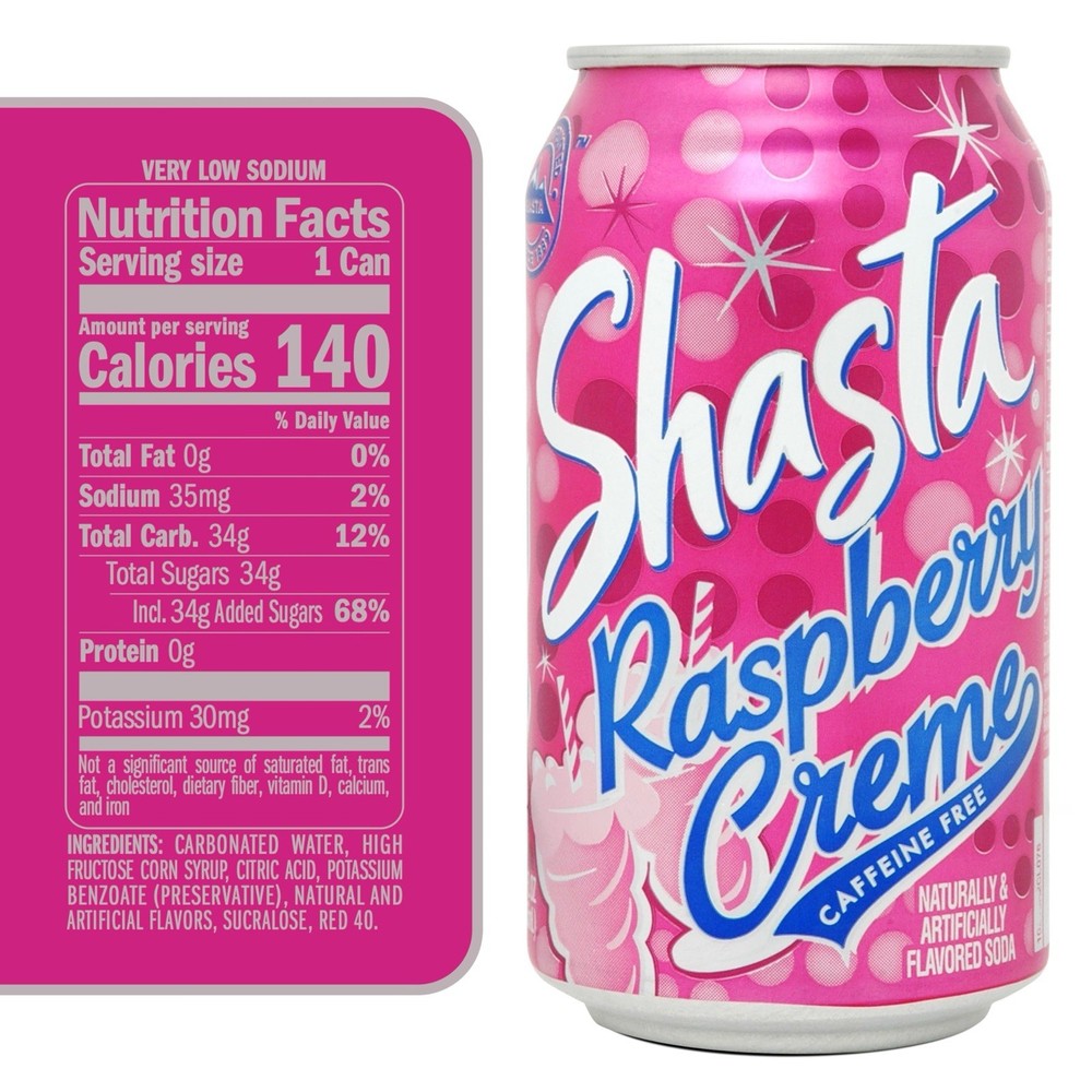 :.Shasta Raspberry Cream🍦12 fl oz (Pack of 12).: