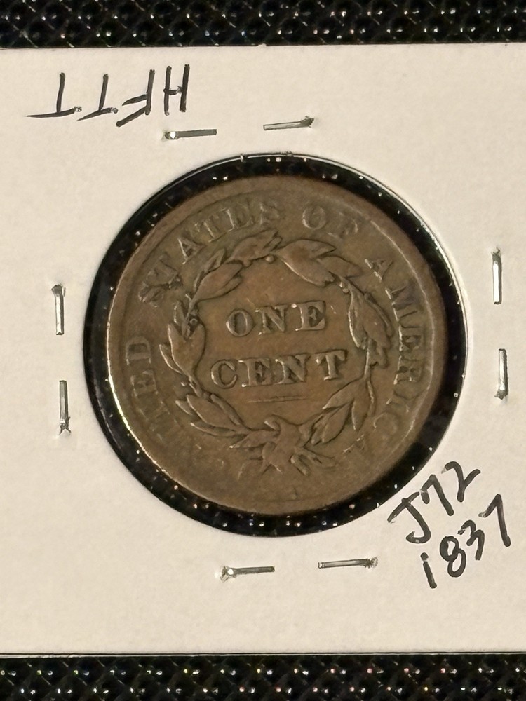 1837 Coronet Head Cent VG+ N-7, Medium Letters, Plain Cord
