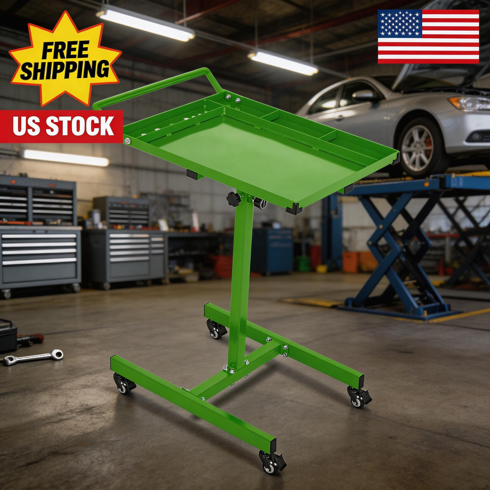 Portable Steel Workbench with Wheels, Heavy Duty Mobile Tool Table GREEN