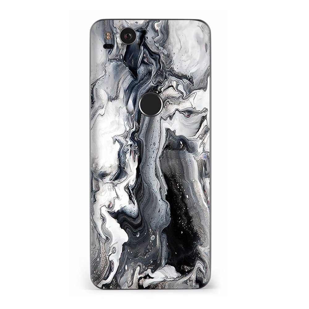 Google Pixel 2 Skins Decal Wrap Marble White Grey Swirl Beautiful