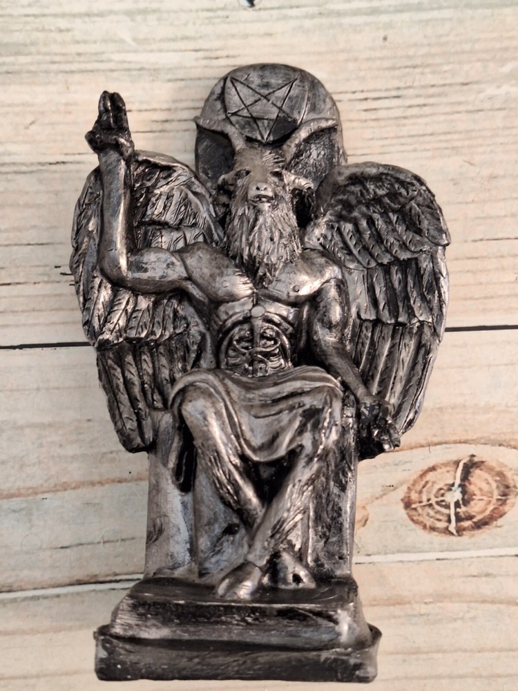Satan Silver 7" X 5" Satan / Diablo / Devil / Evil / Statue Figurine Templar
