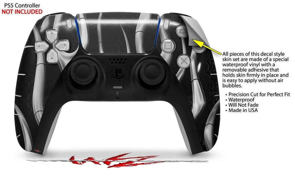 Skin Sony PS5 Controller Metal Flames Chrome