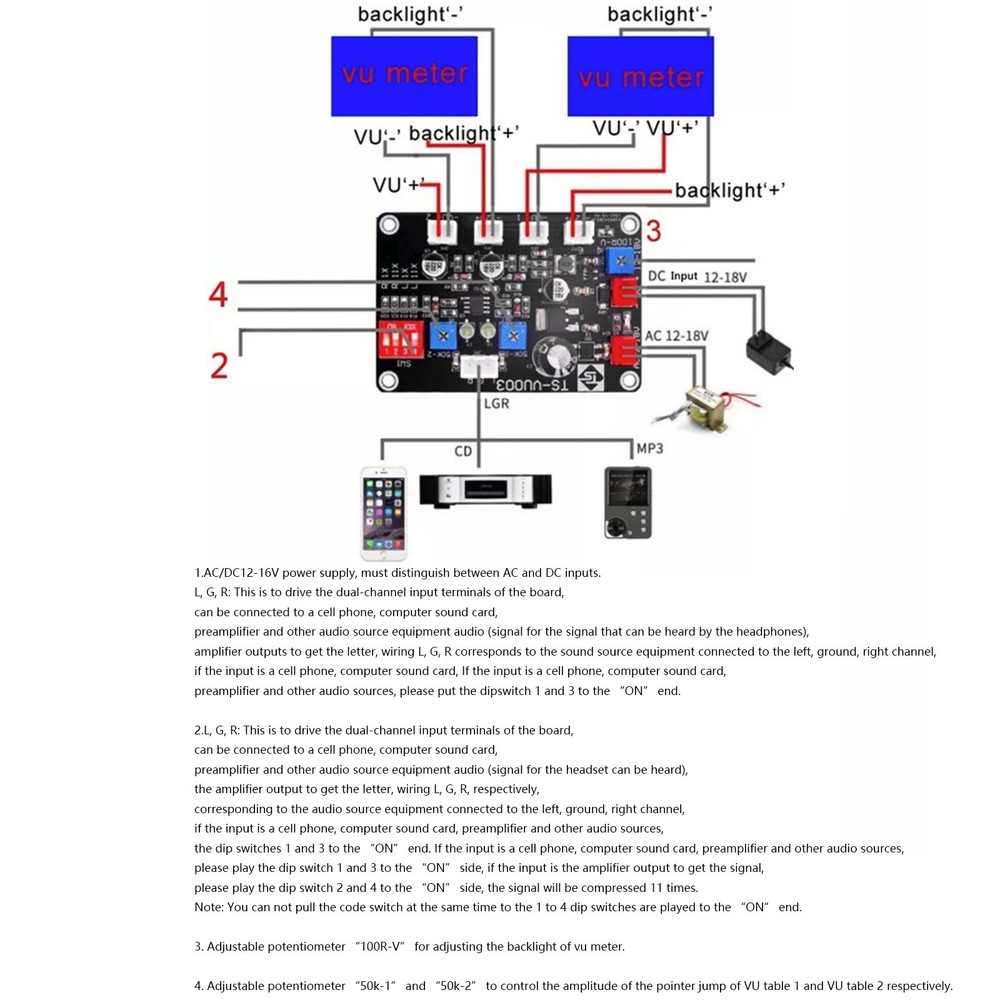 1pc Support High And Low Frequency Access VU Level Meter Head Drive Board