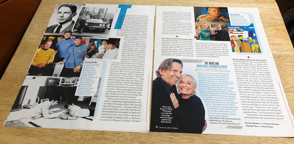 2015 LEONARD NIMOY Tribute - Magazine 3-Page Article