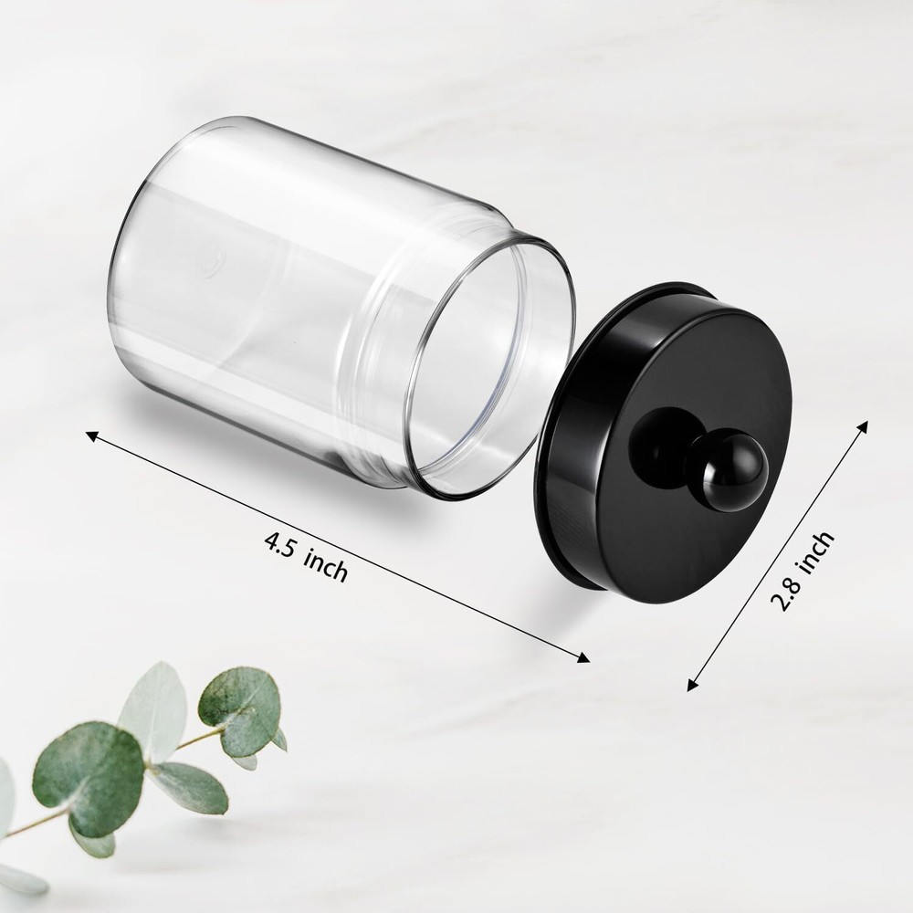 Apothecary Jars Bathroom Vanity Storage Organizer Set 4 Pack, Black