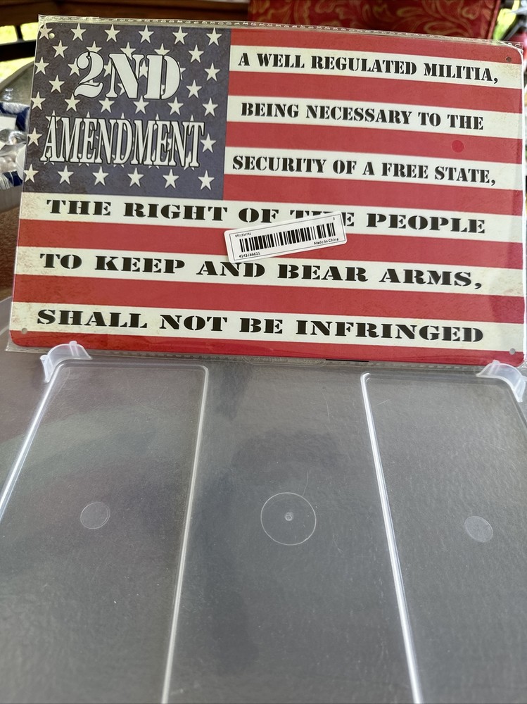 “The 2nd Amendment” American Flag Metal Tin 12”x8”