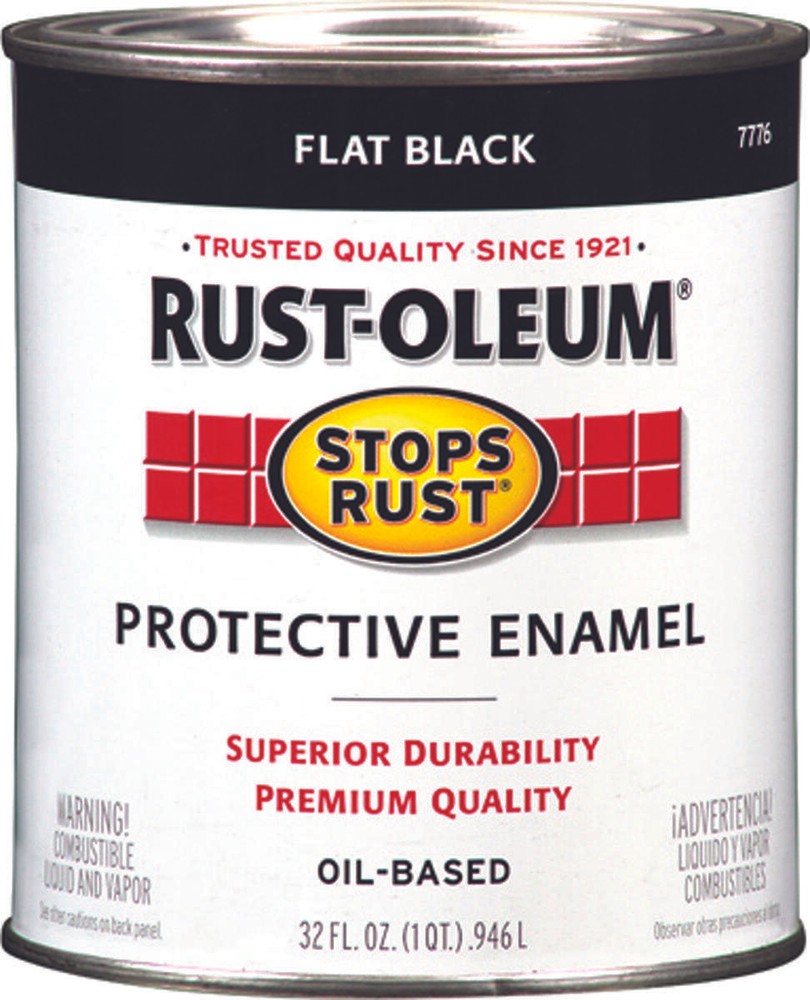 Rust-Oleum 7776-502 STOPS RUST Protective Enamel, Flat, Black, 1 qt Can
