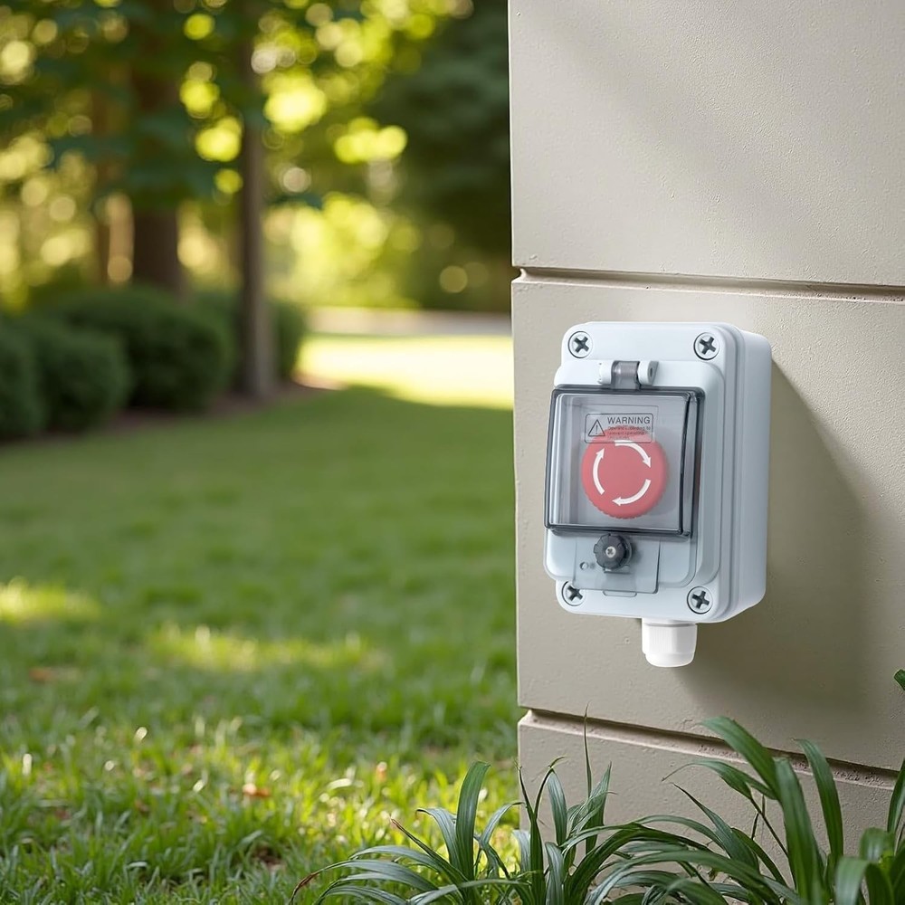 Industrial Emergency Stop Button, Electrical Shut Off Switch with Box, IP67 Wate