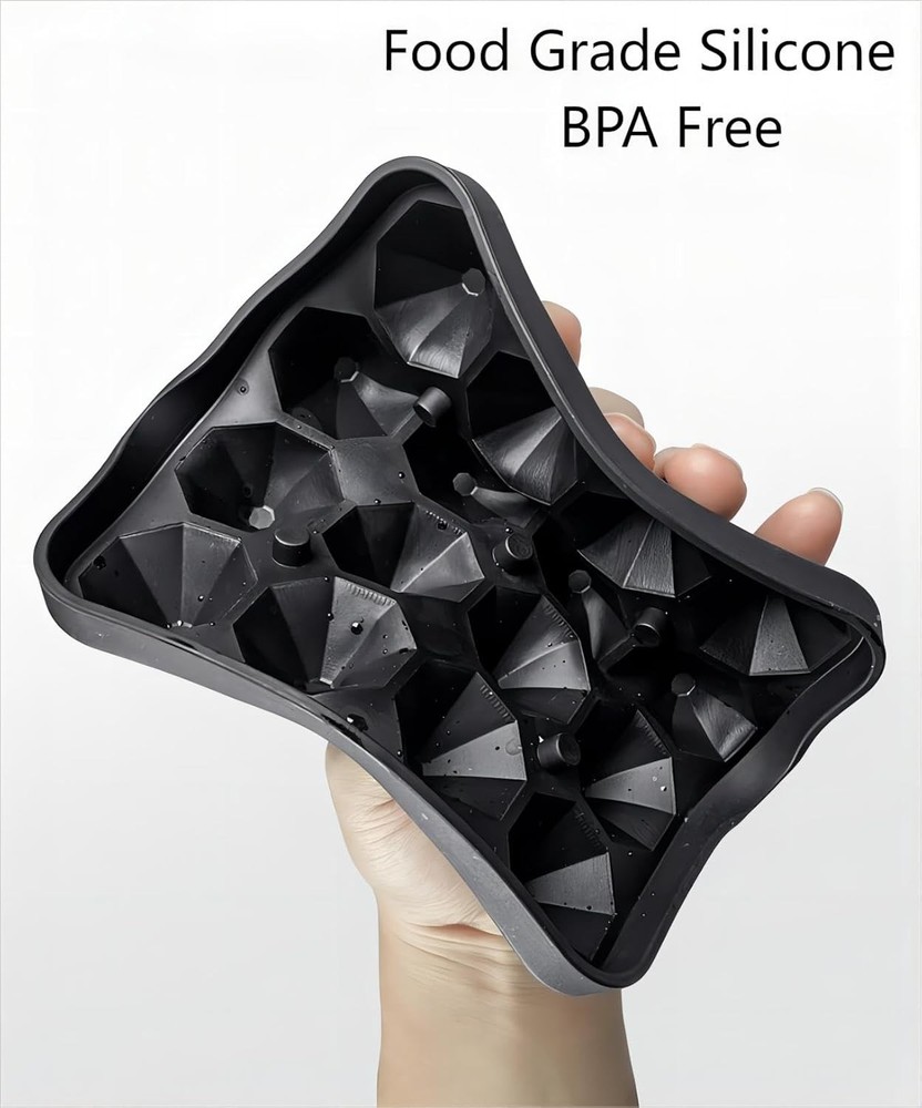 Tiny Diamond Ice Molds Fun Shapes 2 Pack, Small 2-Pack Black, Black