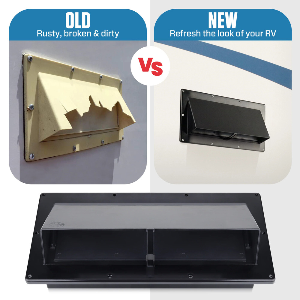 Mobile Home - RV Exterior Sidewall Range Hood Vent with Damper - Black - Camp'N