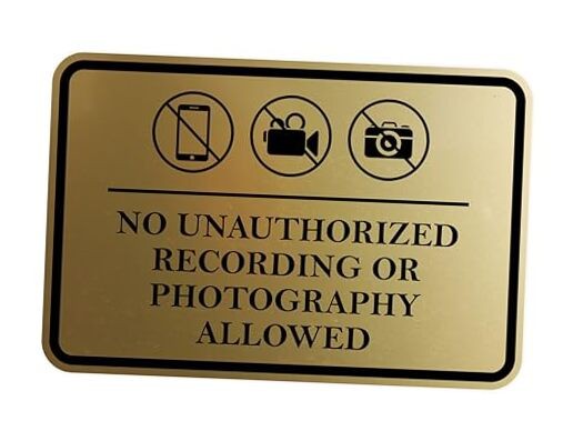 Classic Framed No Unauthorized Recording 5 x 7" - Medium (1 Pack) Brushed Gold