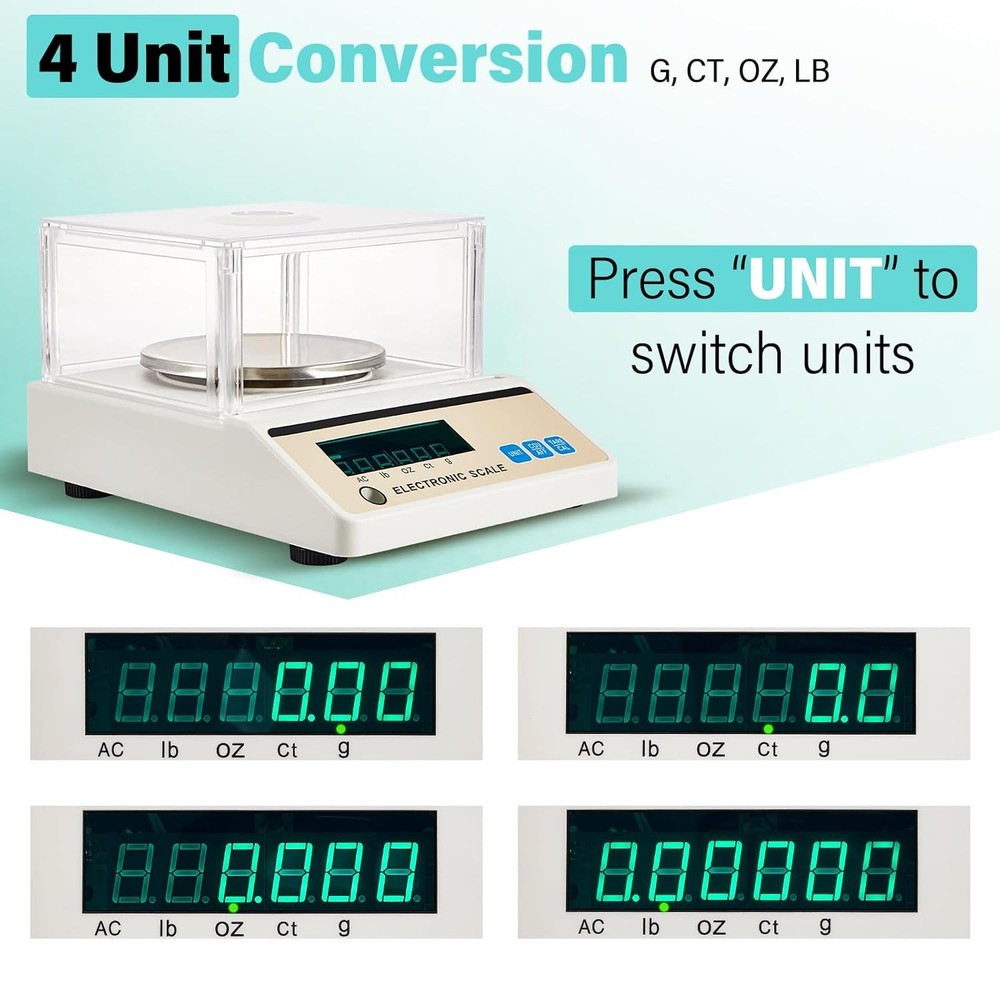 Analytical Balance 3000g/0.01g High Precision Lab Scale with Internal Windshield