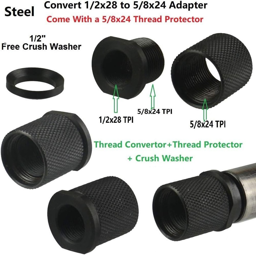 Gotical 1/2-28 TPI Thread Protector 308( 5/8x24 )TPI Protector, Black