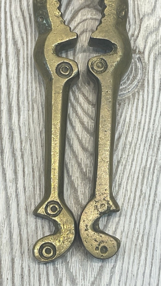 Vintage Solid Brass Rooster Bird Nutcracker Folk Art Decorative