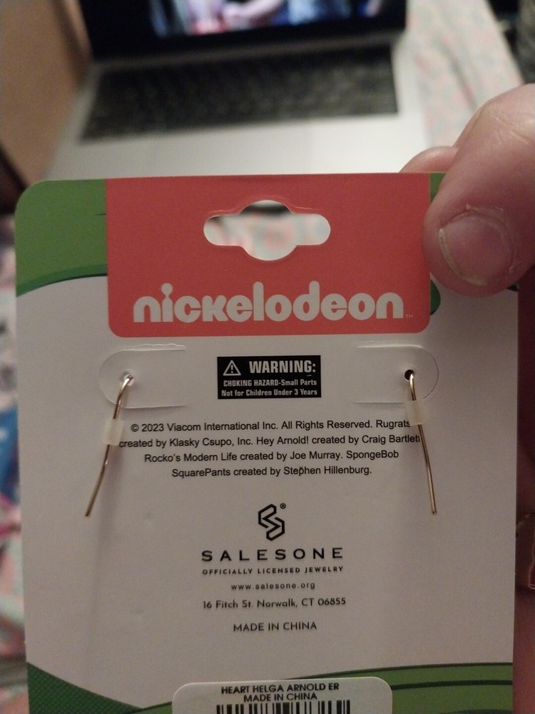 Hey Arnold Heart Earrings Nickelodeon Dangle