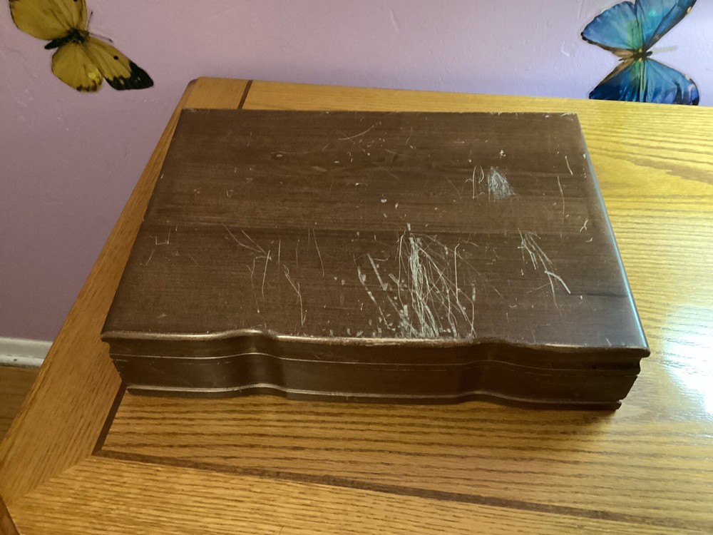 Wooden Original Vintage Sterling Silverware Box Hinged Case Only