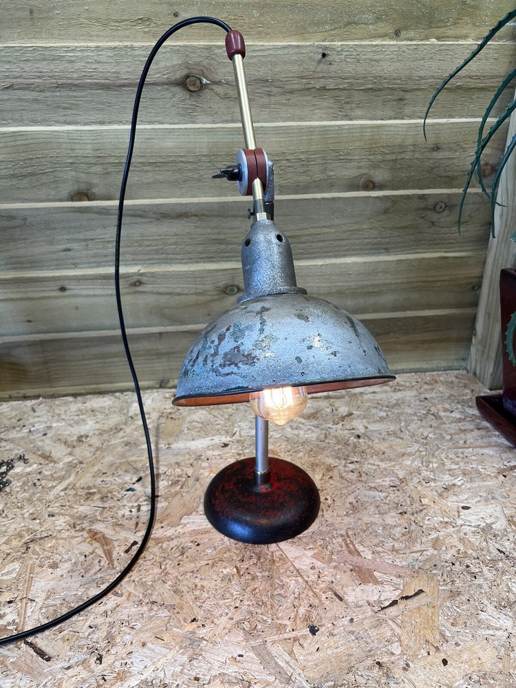 Vintage Industrial Age Engineering Bench Lamp Adjustable Desk Lamp Distressed.