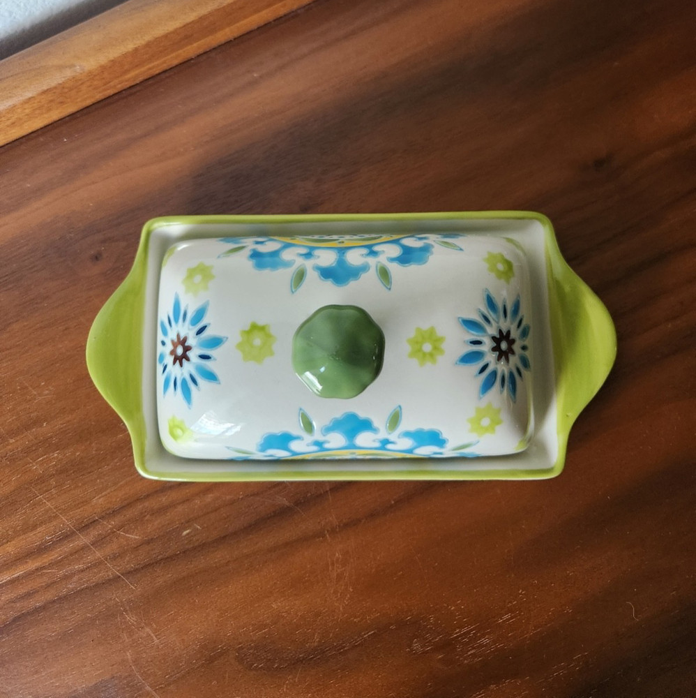 Ceramic Butter dish with Lid Hand Painted