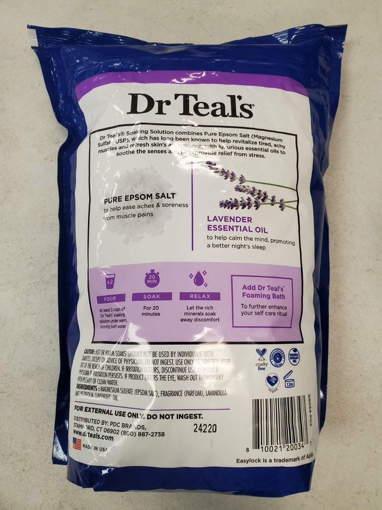 Dr. Teal's Epsom Salt Soaking Solution Soothe & Sleep Lavender 7 Lbs. E2E