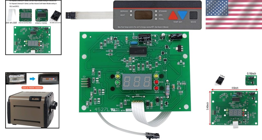 Display Board, Replacement for Hayward Heater Display Board Control Panel Keypad