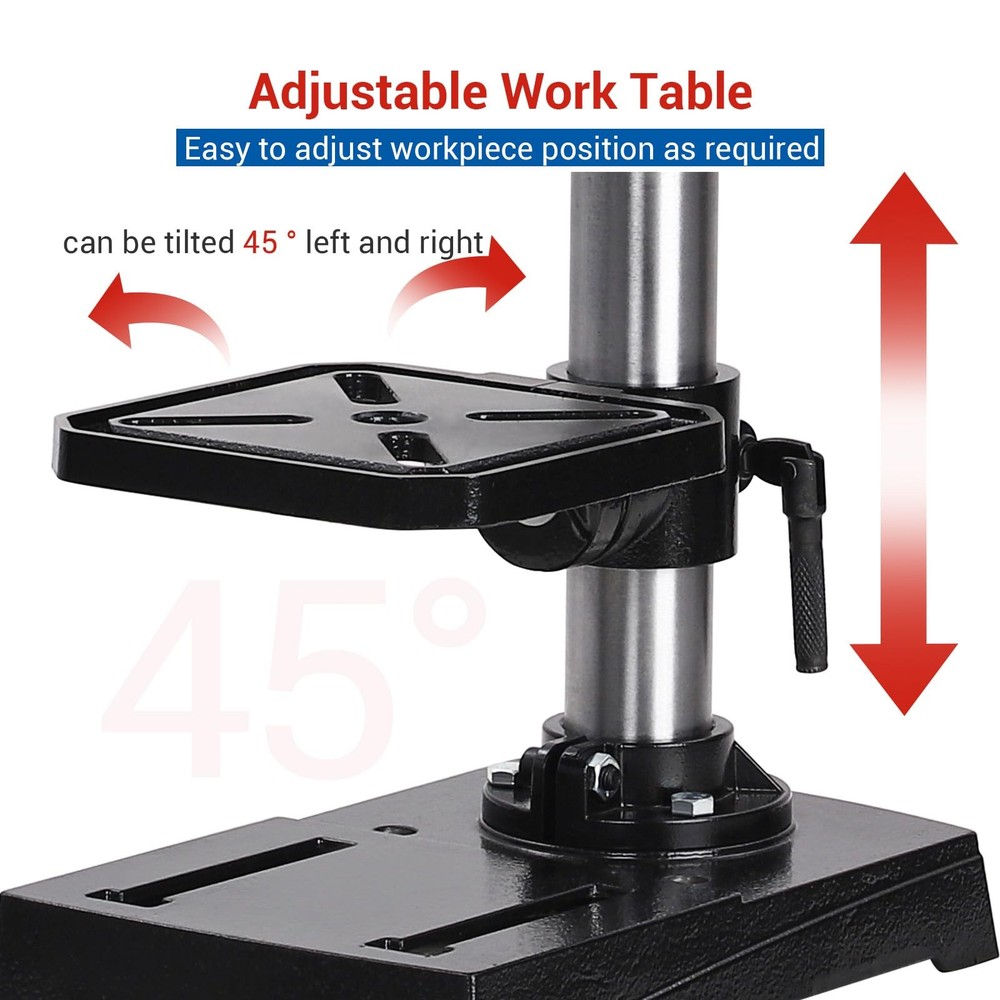 8 Inch Benchtop Drill Press,2.5A Motor & 5-Speed Adjustable,0-45° Tiltable Table