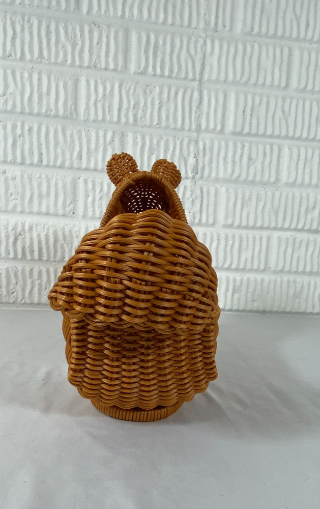 Rattan Squirrel Shape Woven Wicker Brown Basket With Nut NWT