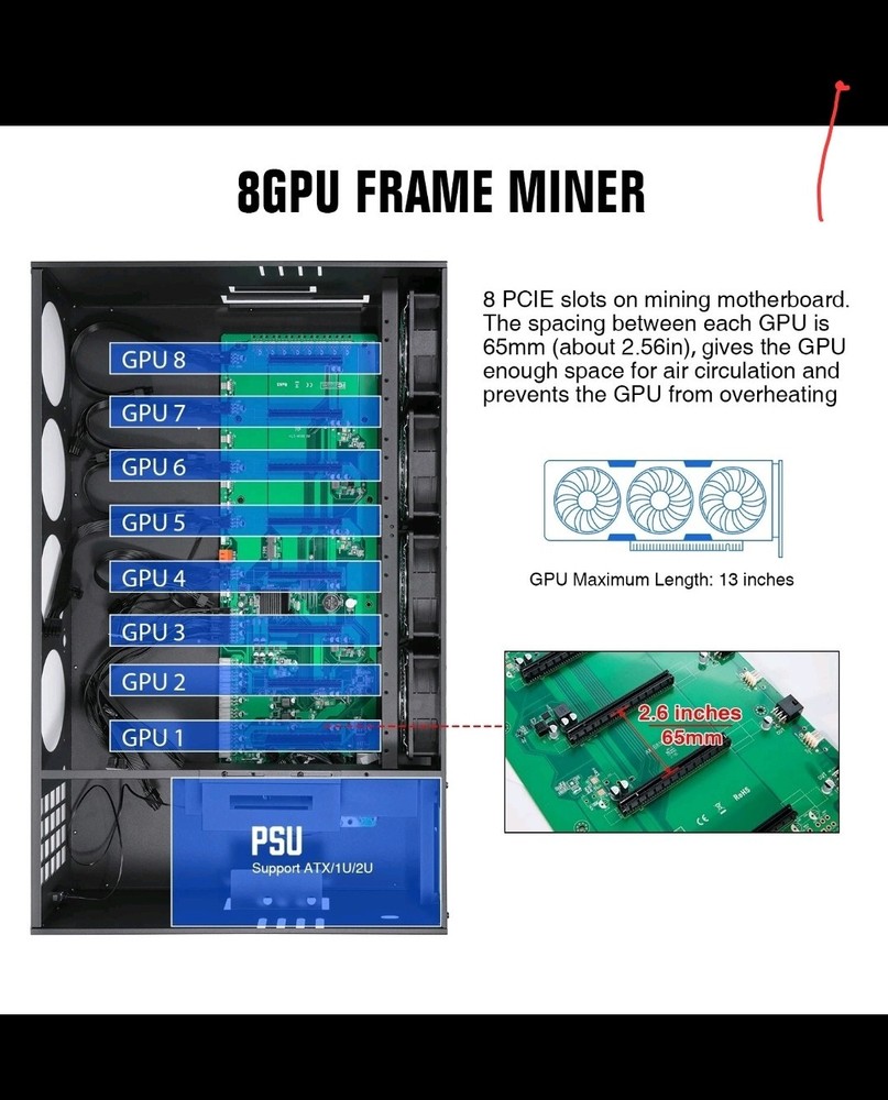 VTRETU 8 GPU Mining Rig Server Case for Crypto Miners
